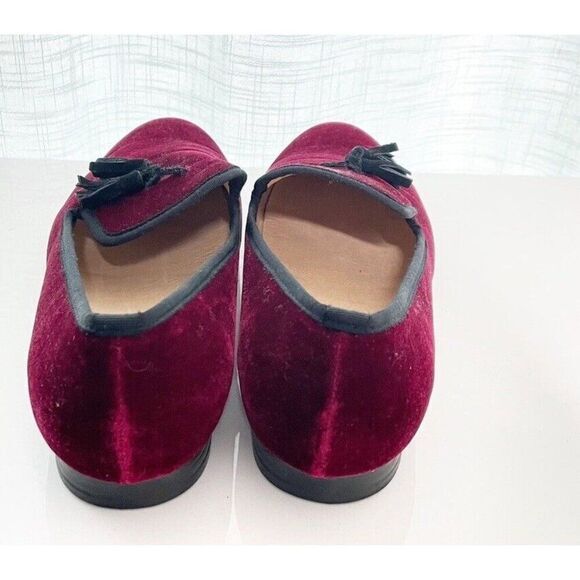 Merlutti Burgundy Black Velvet Tassel Prom Wedding Loafers Shoes Size 14 - Picture 4 of 5